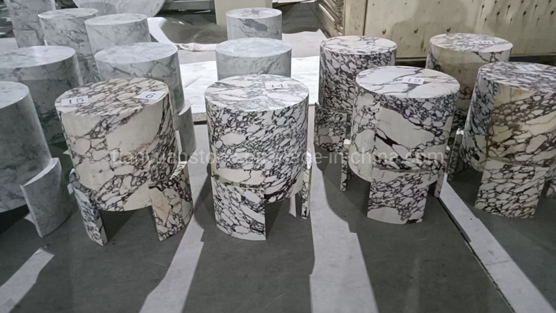 Custom Made Viola Marble Stone Top Natural Coffee Table