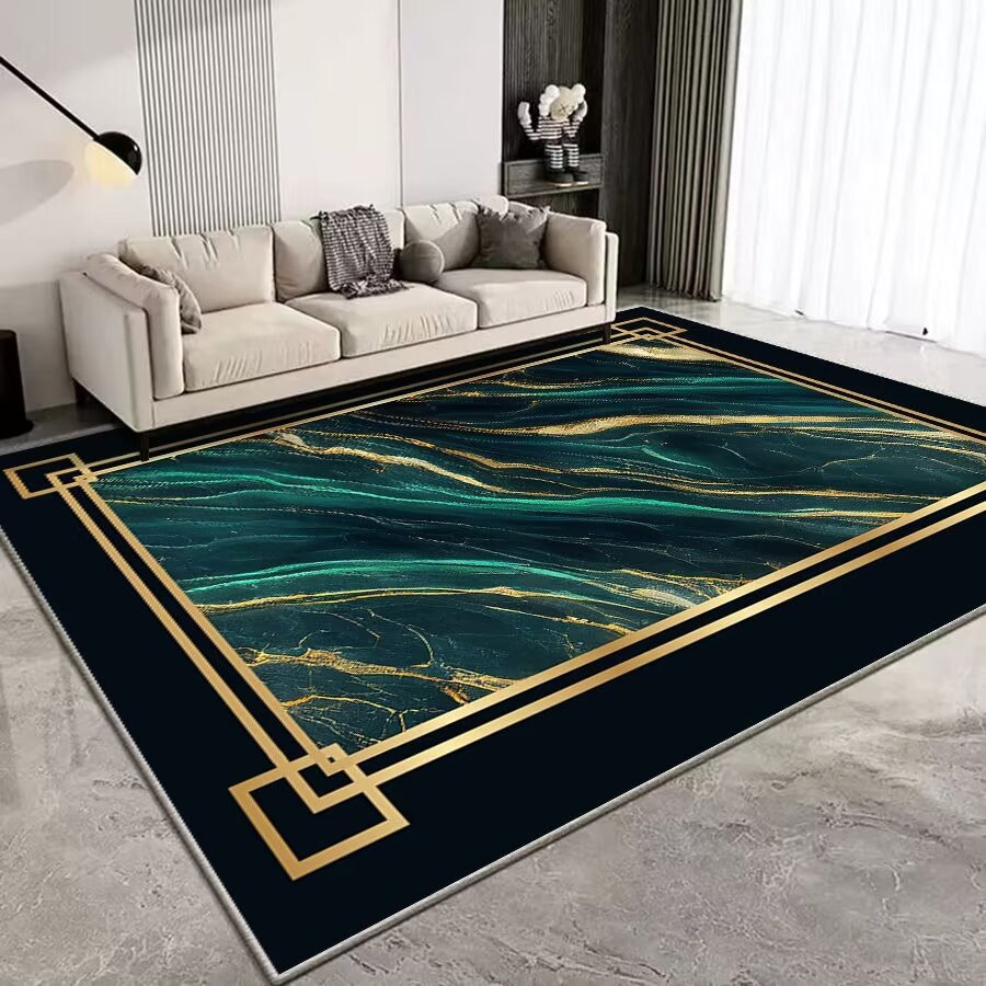 Classic Persian Carpet Polyester 3D Printed Center Rug Living Room Modern