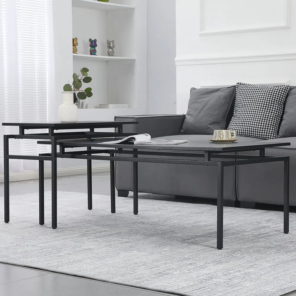 MDF with Paper Venner Coffee Table Set Powder Coating Legs Table