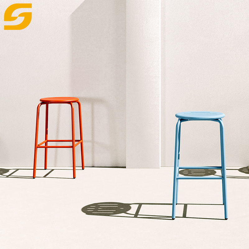 Elegant European Modern Bar Stools Chair Kitchen High Counters Restaurants Home Bars Outdoor Metal Aluminum 65/75cm Bar Stools