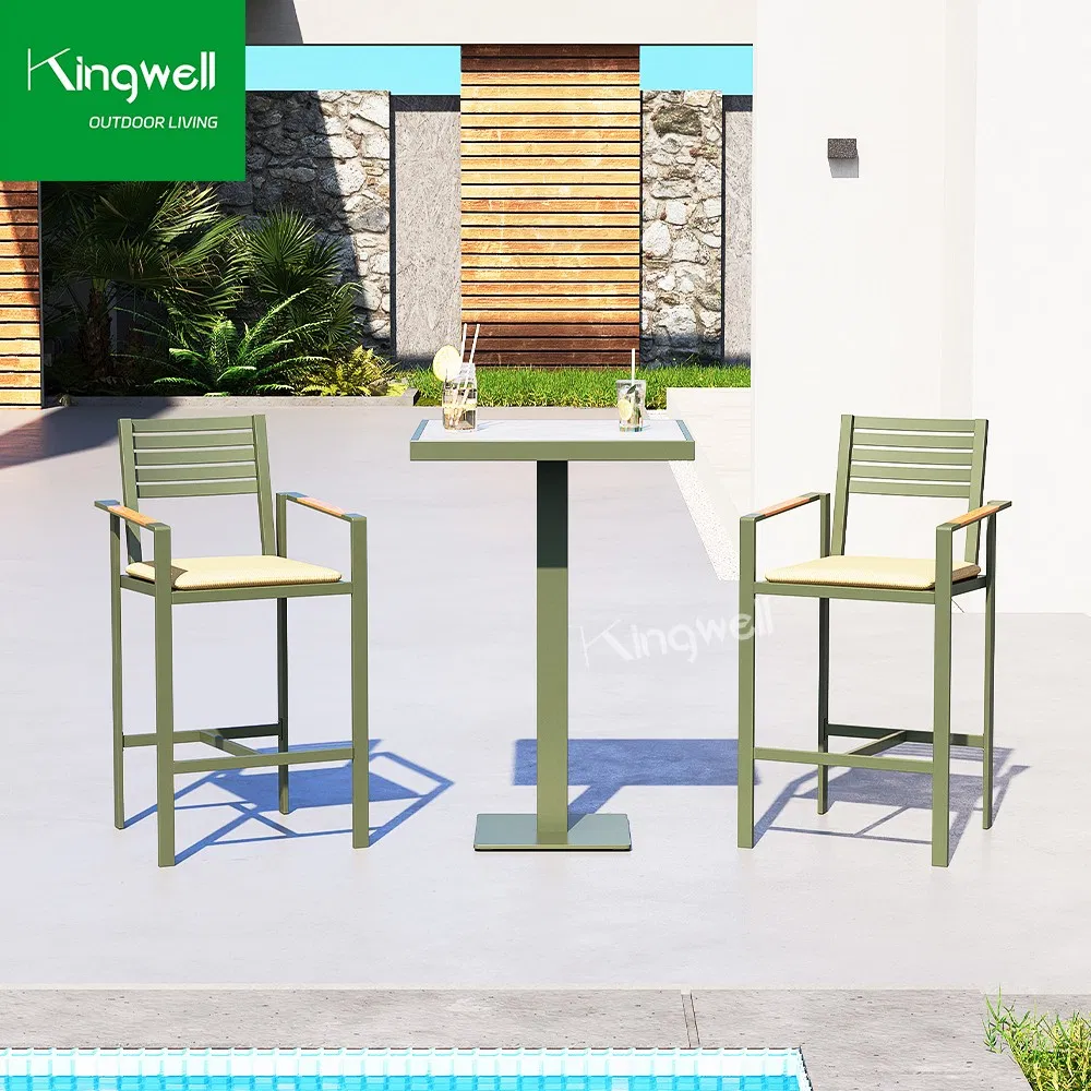 Outdoor Furniture Aluminum Restaurant High Tables Waterproof Garden Bar Stools with CE En581 SGS