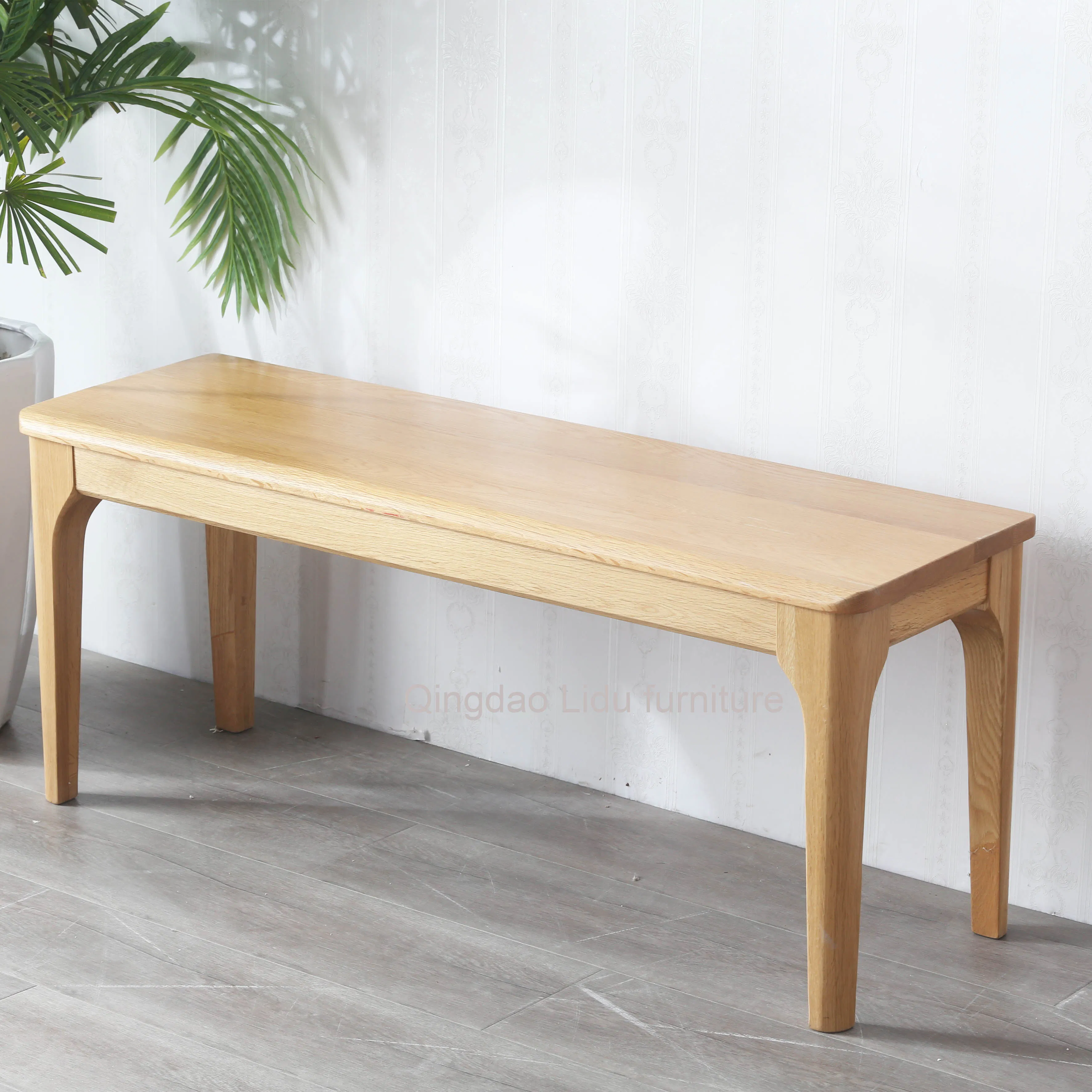Minimalist Style Solid Oak Wood Long Stool Living and Dining Room Seating Benches
