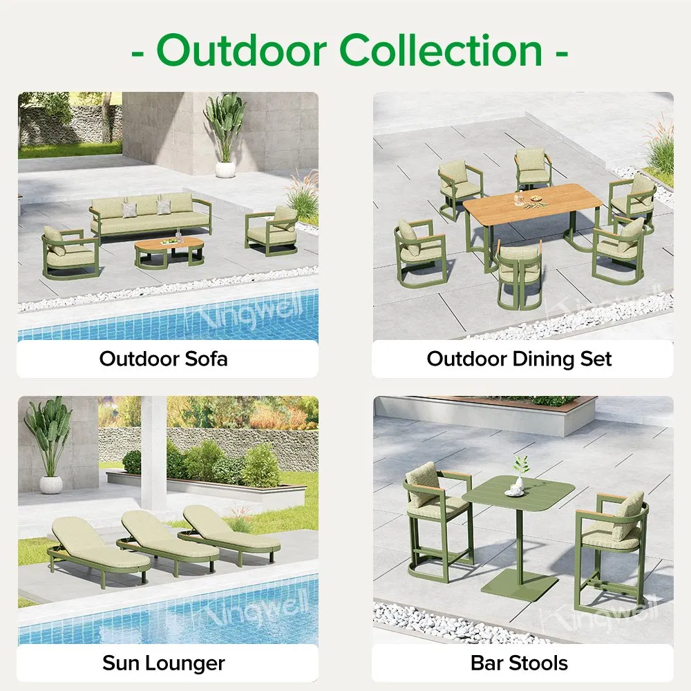 Bar Hotel Outdoor Aluminum Garden Tables and Chairs Patio Furniture Dining Set