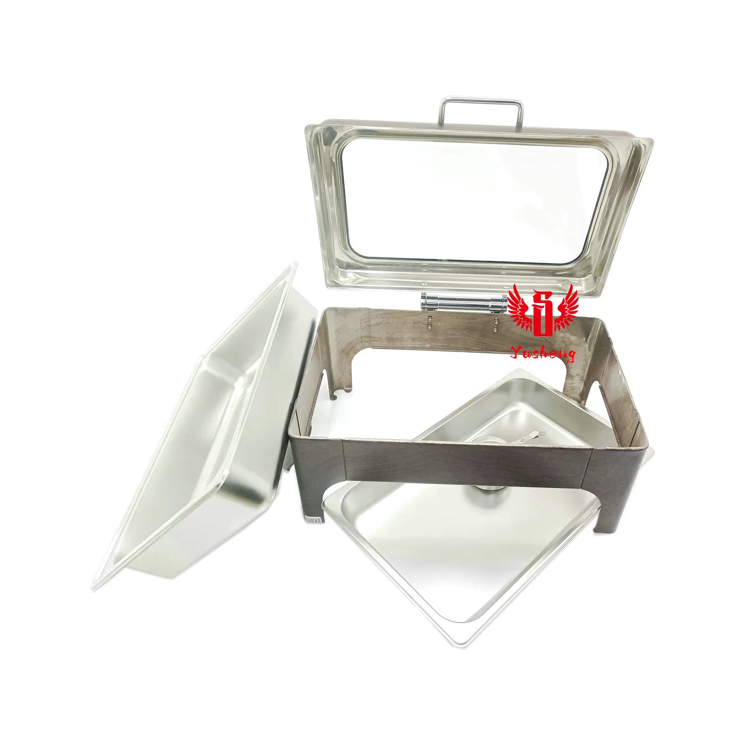 Good Price High Legs Rectangular Wooden Pattern Color Steel Buffet Catering Equipment China