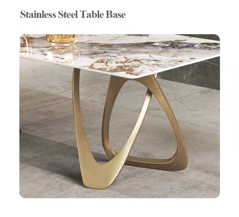 Luxury Gold Metal Marble Dinner Room Furniture Set Dining Table for Kitchen