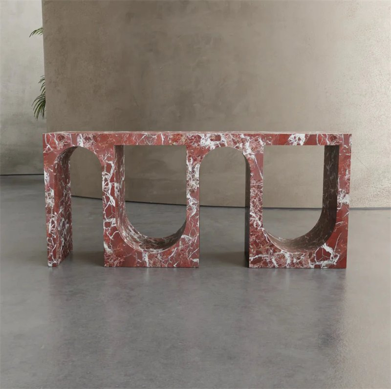 Marble Porch Table Hotel Living Room Display Stand Hallway Console Table Levanto Rosa Marble Entrance Side Table Arch Entry Console Table