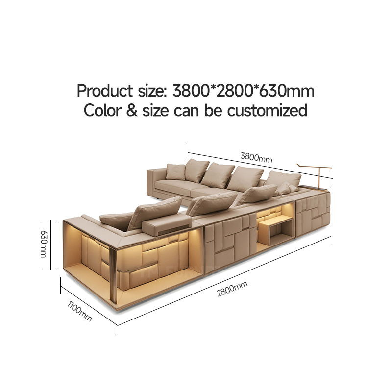 L-Shaped Minimalist Cotton Linen Fabric Sectional Couch Sofa Villa Living Room Furniture