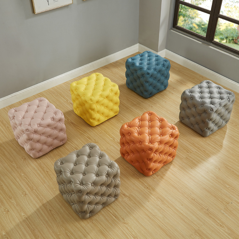 Custom Flannel Furniture Square Small Ottoman