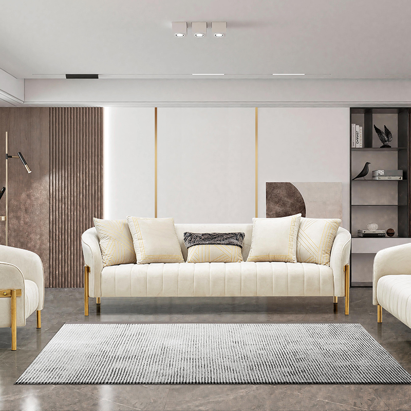 Light Luxury Fabric Modern Sofa Italian Design Metal Foots Living Room Furniture