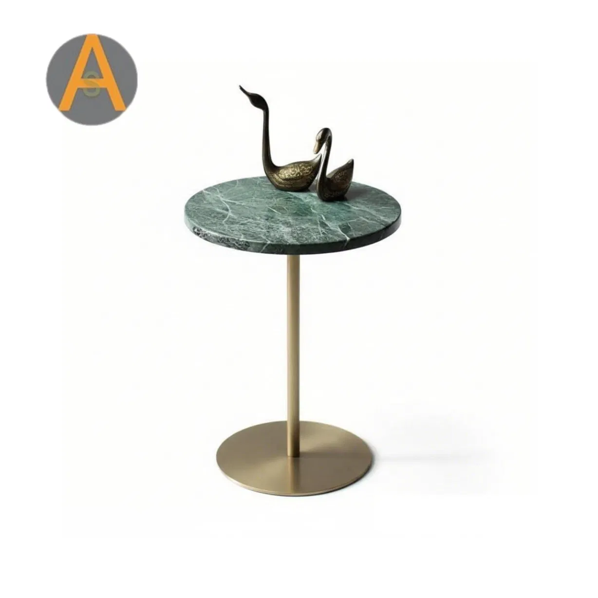 Modern Wholesale Home Furniture Marble Side Table with Brushed Gold Metal Base for Modern Hotel Villa