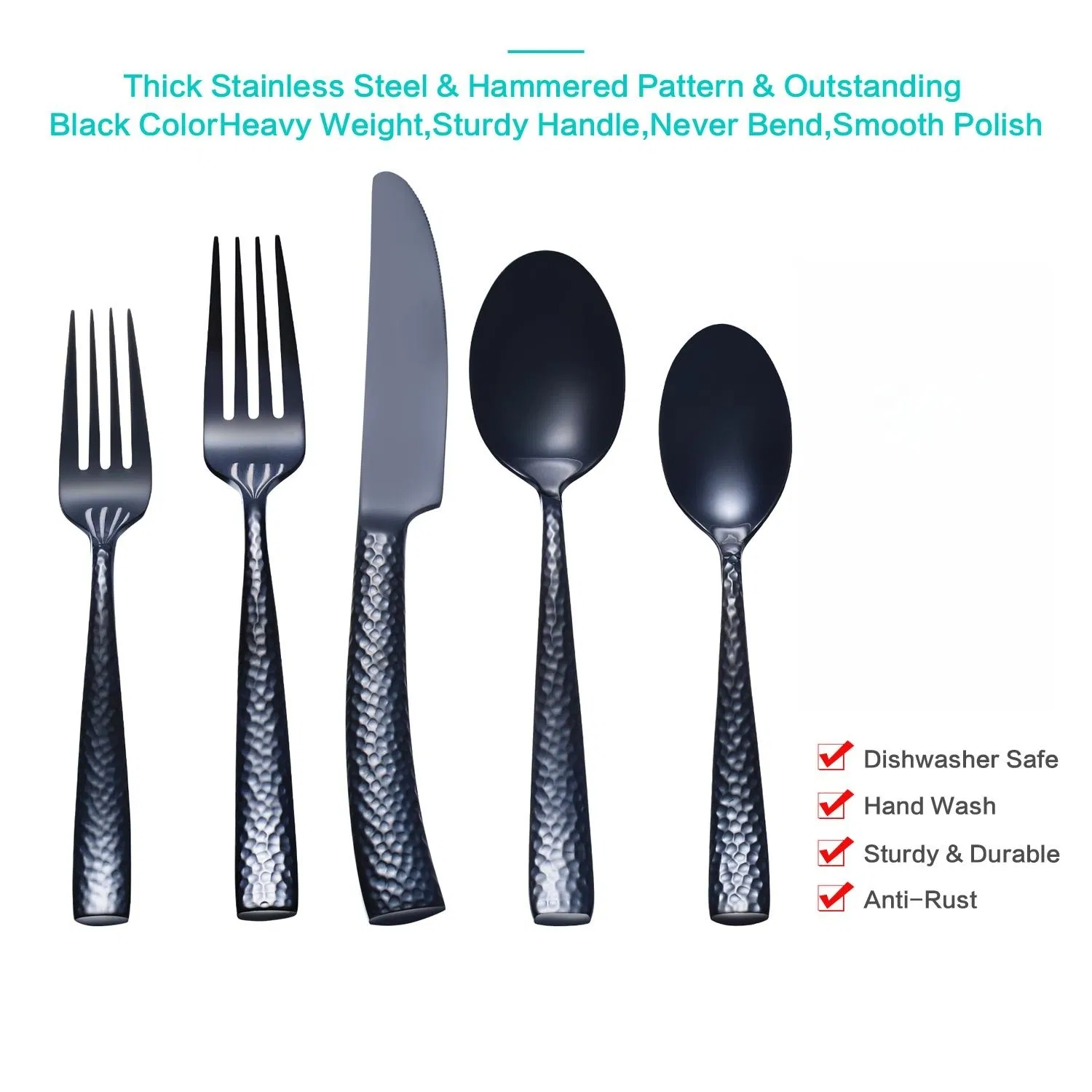 Unique Black Hammered Cutlery Set for Contemporary Dining