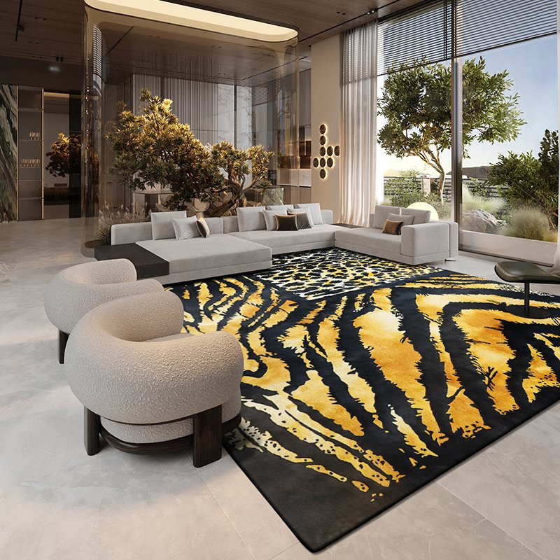 Golden Leopard Living Room Rugs Home Floor Carpets