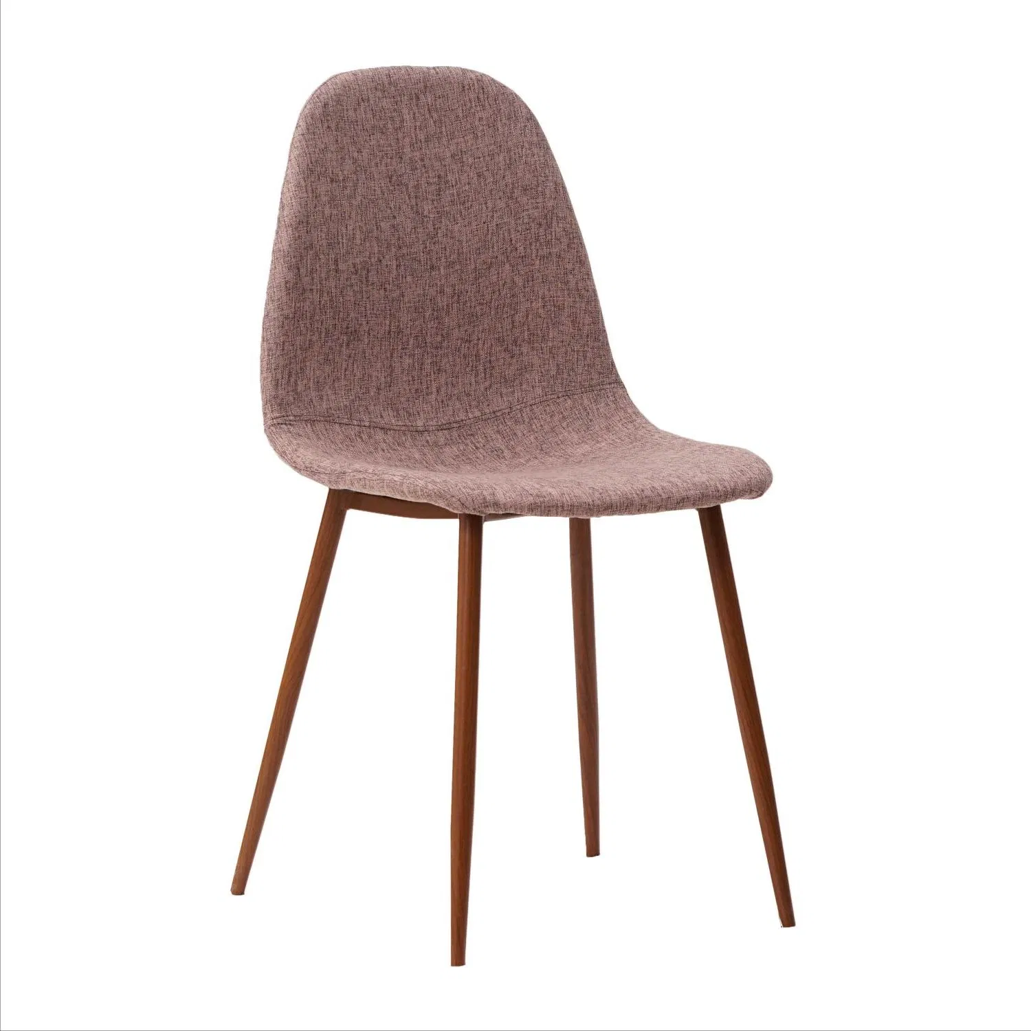 Dining Room Accent Chair Light Grey Linen Upholstered with Walnut Color Legs