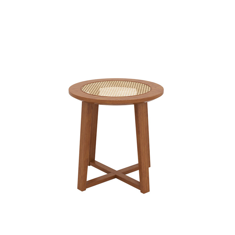 Nordic Rattan Wooden Cafe Booth Restaurant Furniture Dining Table and Chairs