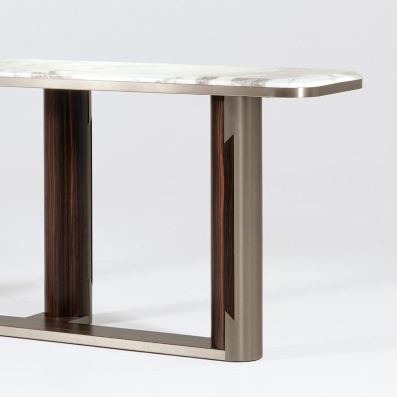 Marble Top Console Table with Stainless Steel Legs Solid Wood Decor for Entry Villa Living Room Bedroom