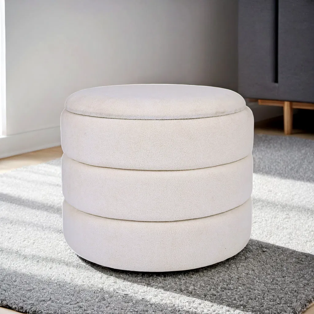 Storage Ottoman Modern Round Footrest Velve Ottoman for Hallway, Living Room, Bed Room Ydf25035