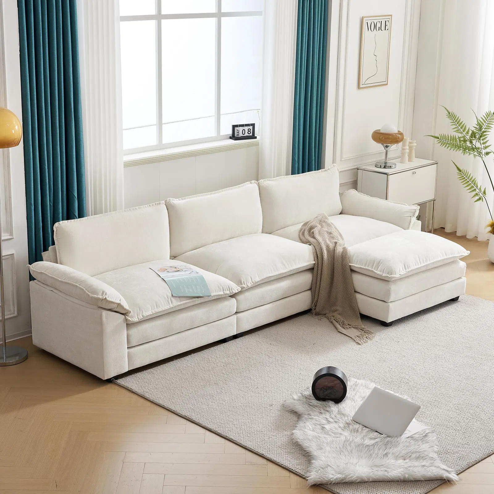 Wholesale Modern Home Living Room Furniture Sectional Modular White Fabric Sofa for Living Room Furniture Home Hotel Apartment