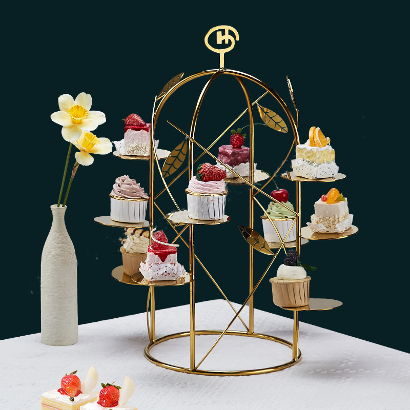 Hotel Afternoon Tea Snack Rack Stainless Steel Buffet Dessert Table Banquet Tea Break Cake Tray