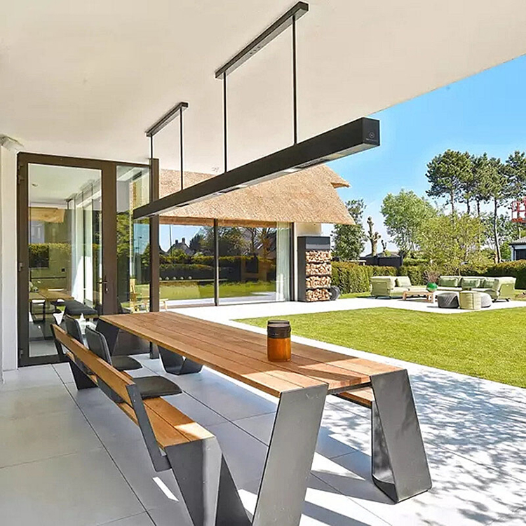 Outdoor Park Garden Aluminum Alloy Table and Chair Set Hotel Outdoor Teak Table and Chair Bench