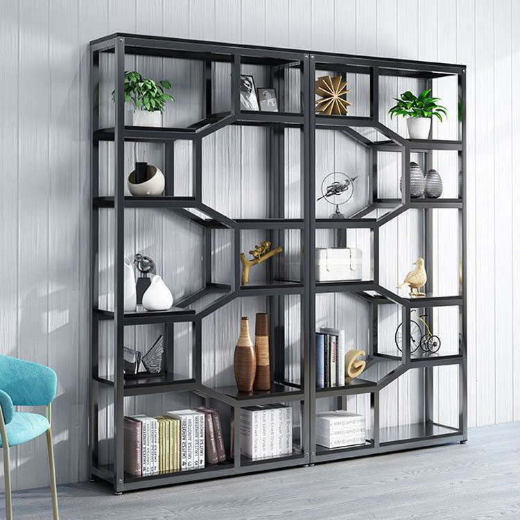 High-End Stable Living Room 0ffice Book Storage Shelf Stainless Steel Book Rack Floor Display Cabinet