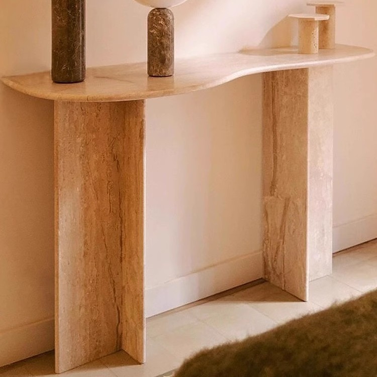 Modern Living Room Real Stone Furniture Entry Travertine Marble Console Table