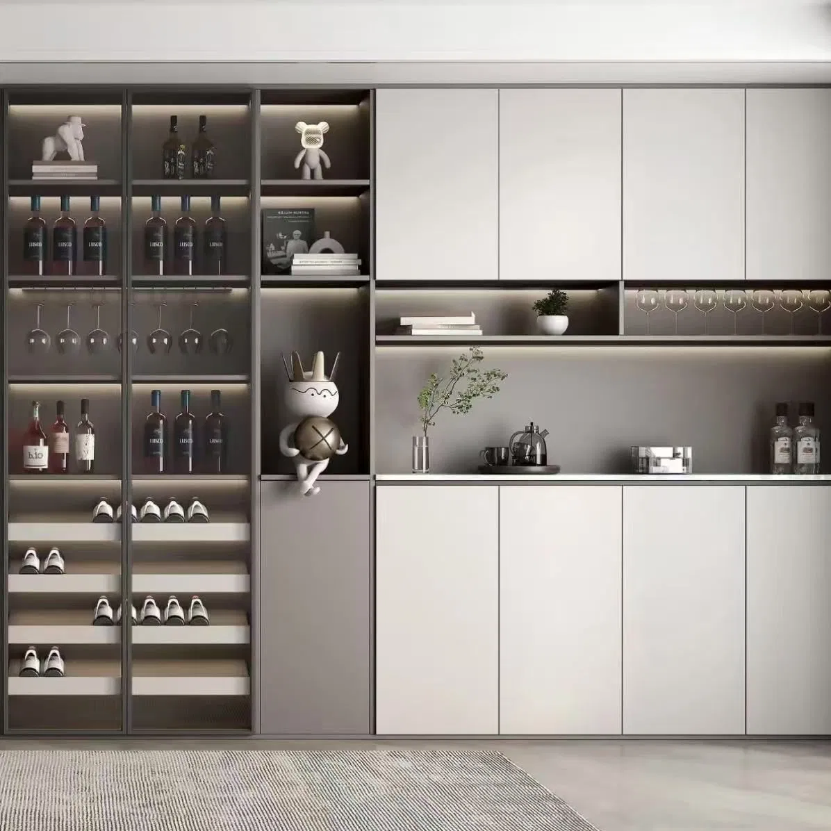 Contemporary Wooden Living Room Cabinets with Ample Storage Space