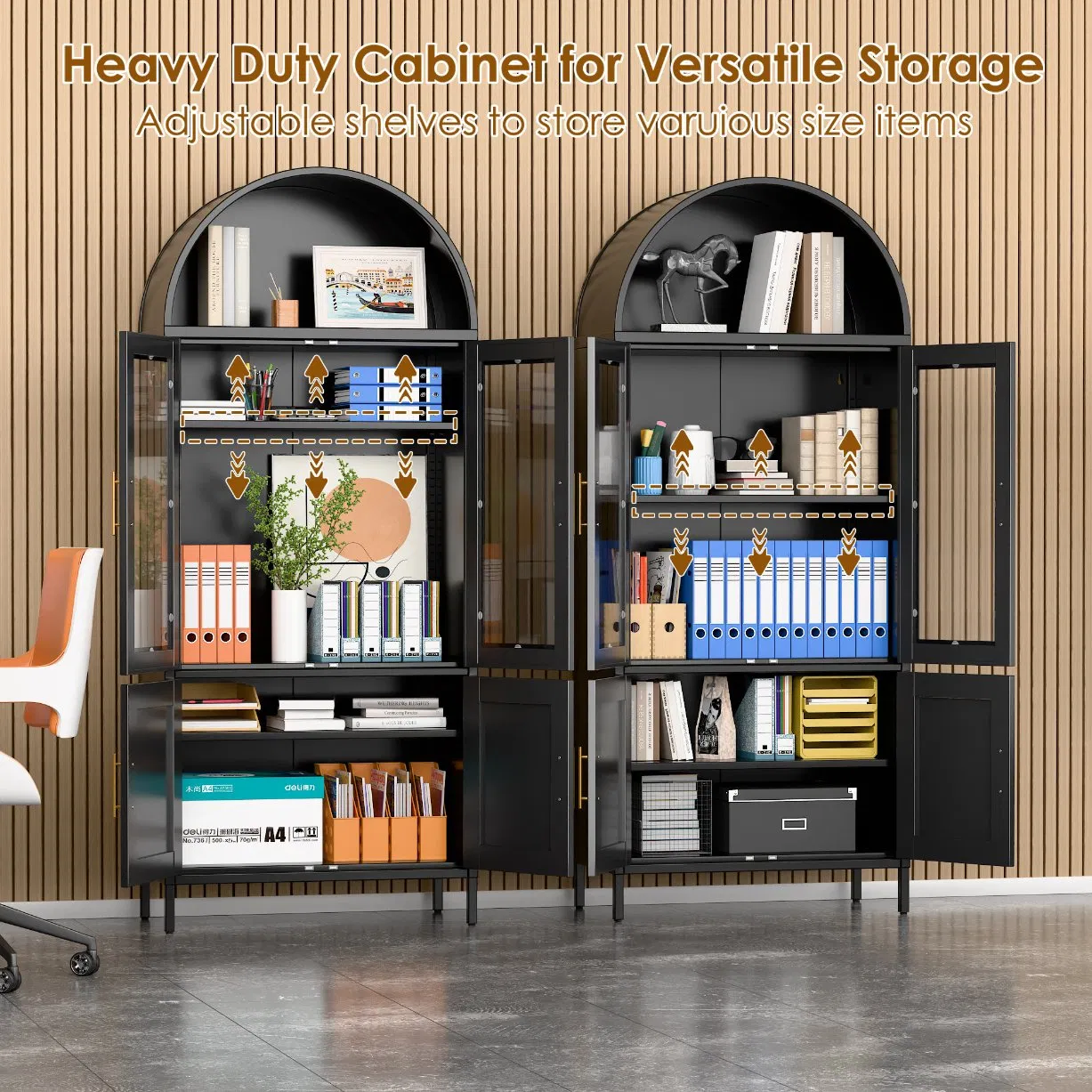 Metal Storage Cabinet Living Room Furniture Glass Double Door Cabinet Living Room Kitchen Cabinet