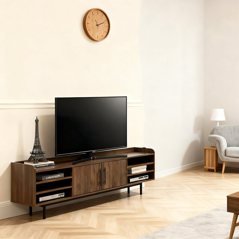 Modern Multi-Storage TV Stand with Adjustable Shelves and Cabinets