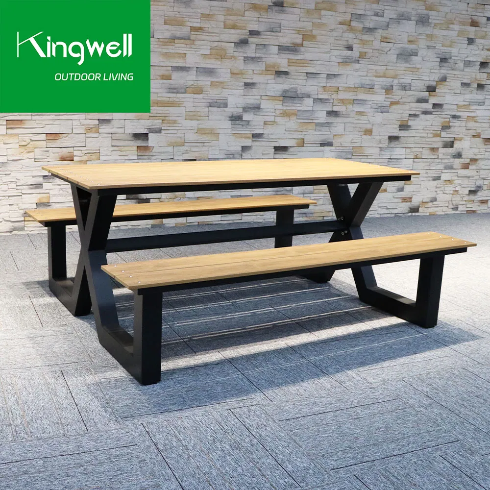 Outdoor Furniture Aluminum Plastic Wood Table and Bench for Hotel Garden Park