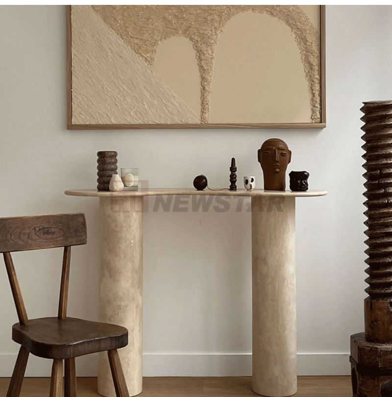 Irregular Travertine Living Room Furniture Travertine Entry Table Console Marble Console Table