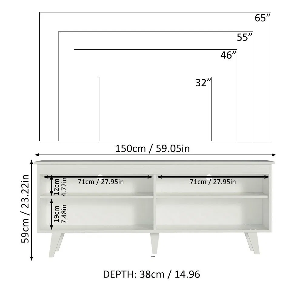 TV Unit, Console Table, TV Stand Wire Management and Storage Shelves