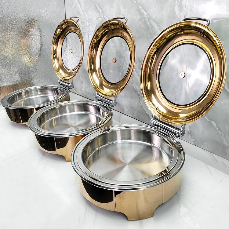 Commercial Hotel Rose Gold Buffet Stove Stainless Steel 6L Chafing Dishes Buffet Heater Warmer