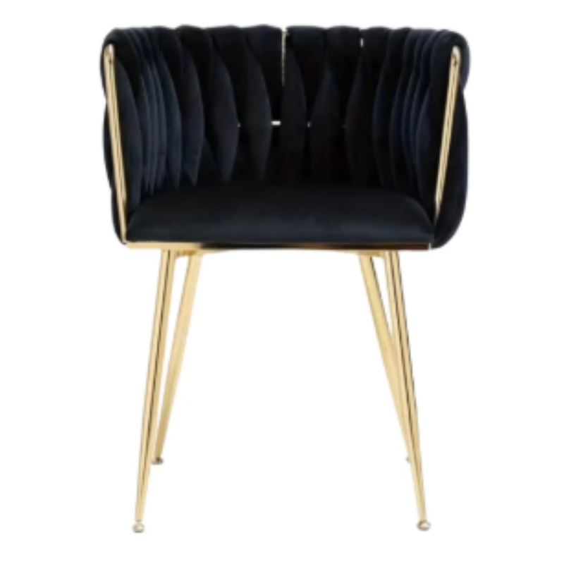 Luxury Modern Furniture Soft Upholstered Fabric Metal Frame Woven Velvet Dining Chair for Restaurant/Living Room/Leisure Accent