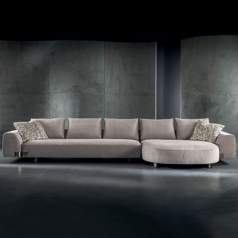 Luxury Modern L-Shaped Grey Fabric Sectional Sofa for Contemporary Living