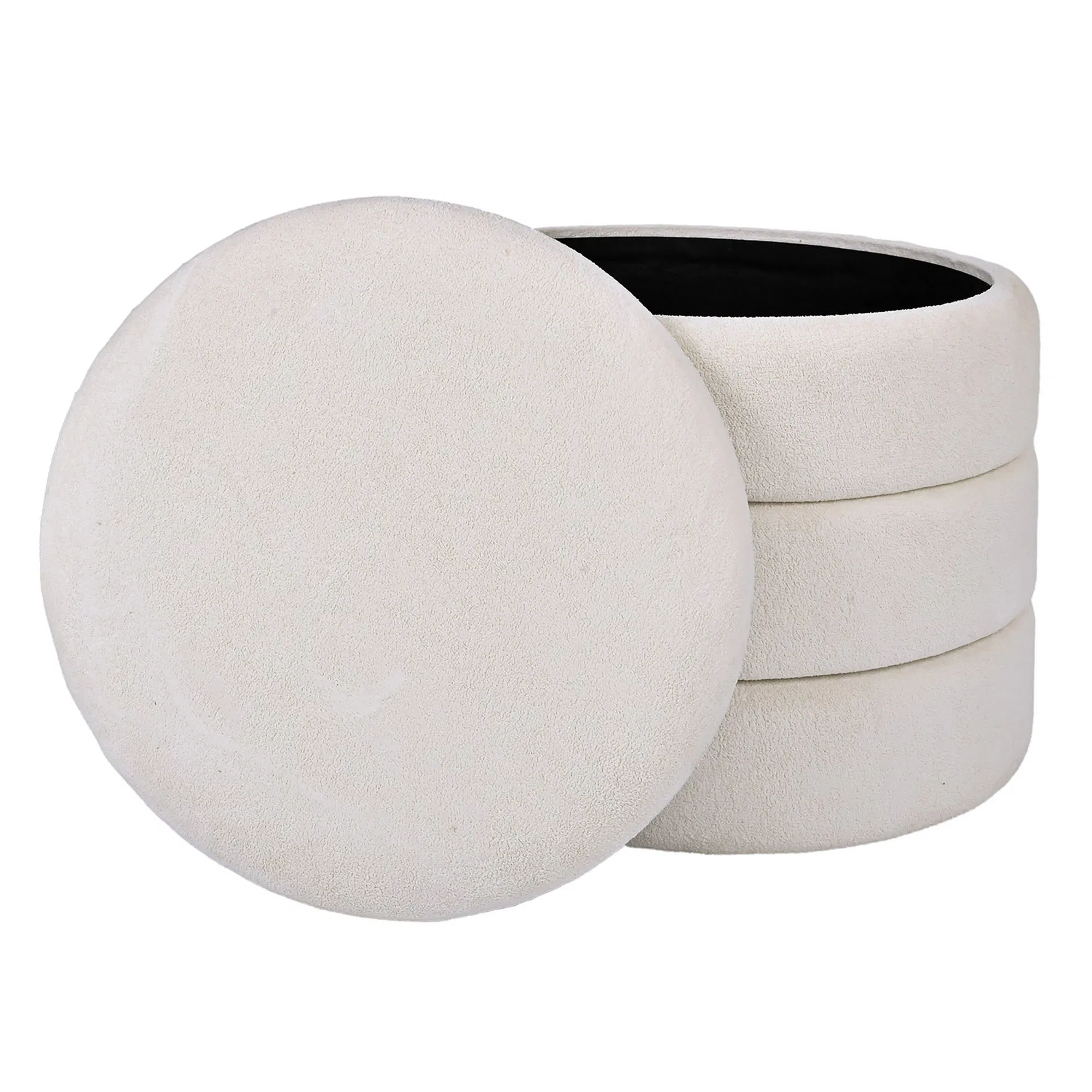 Storage Ottoman Modern Round Footrest Velve Ottoman for Hallway, Living Room, Bed Room Ydf25035