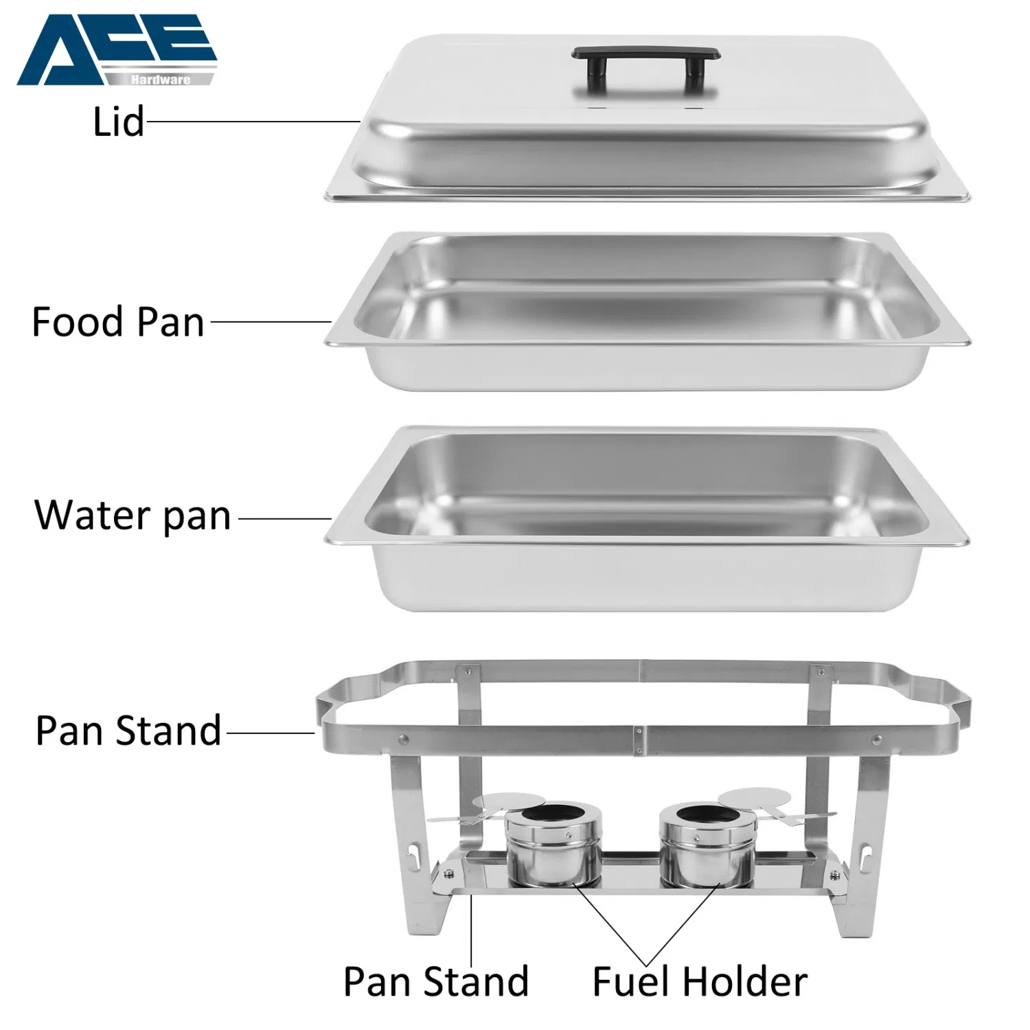 Commercial Stainless Steel Fuel Chafing Dish for Parties Kitchen Restaurant Buffet
