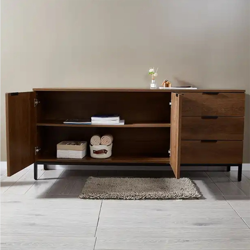 Simple Style Solid Wood Dining Sideboard Home Living Room Wall-Mounted Storage Cabinet