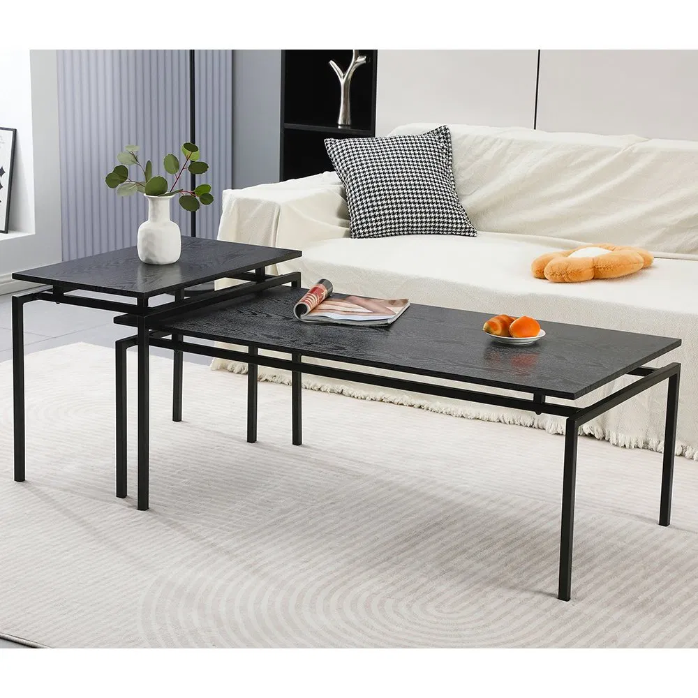 MDF with Paper Venner Coffee Table Set Powder Coating Legs Table