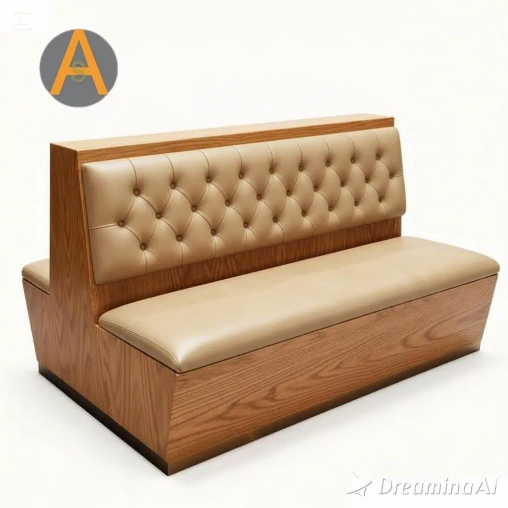 Modern Leather Restaurant Bench Seating with Solid Wood Frame for Hotel Bistro Dining Area Lounge