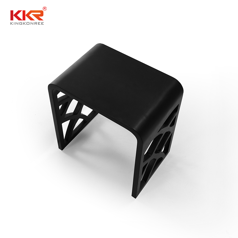 Black Stone Resin Shower Chair Bathroom Shower Bench