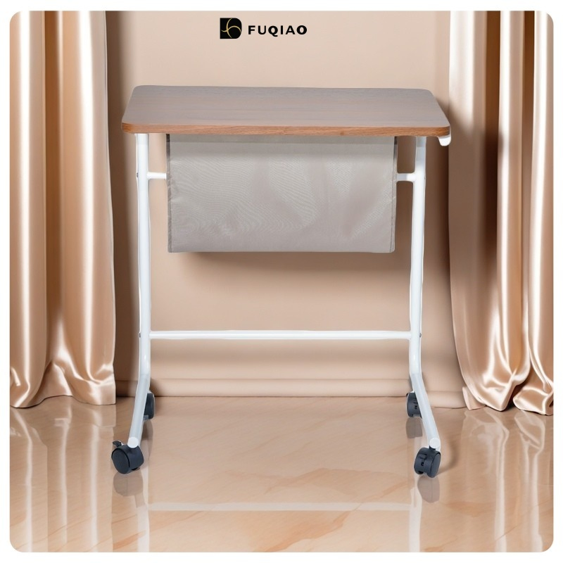 MID-Century Modern Side Table - Teak Wood Top + Carbon Steel Legs