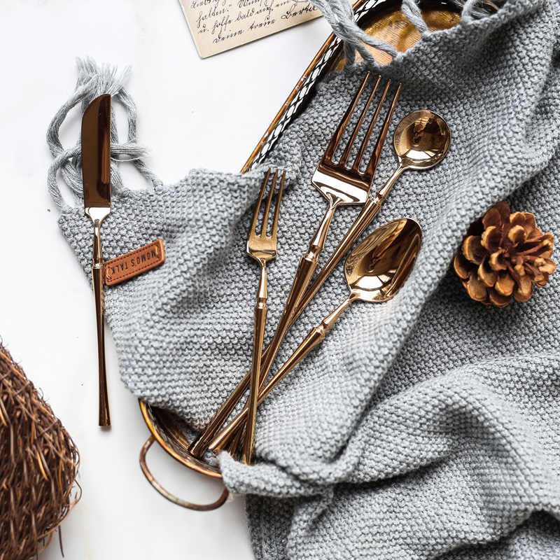 304 Stock Stainless Steel Flatware 8PCS Western Dining Steak Knife Fork Cutlery Set with Polished for Hotel Restaurant Wedding