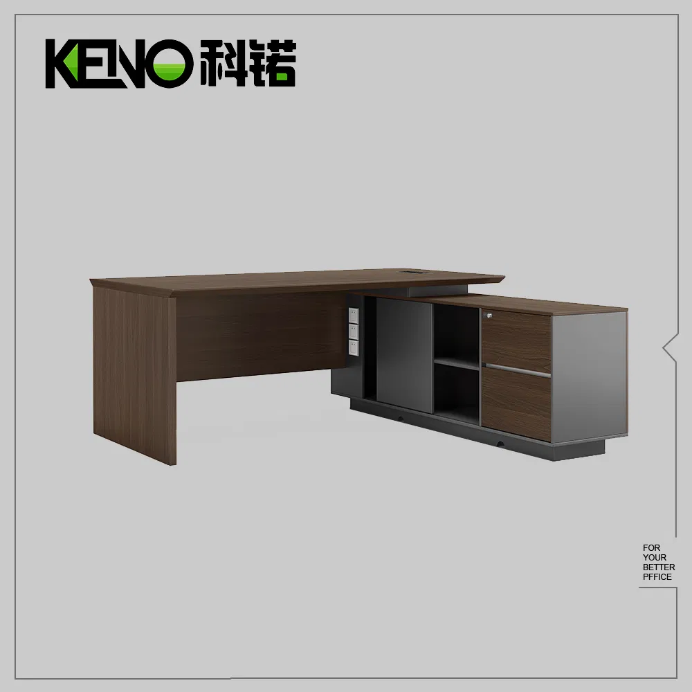 Modern Convertible Modular Custom Office Desk Wooden Hospital Executive Computer Office Table with Side Cabinet and Panel Design