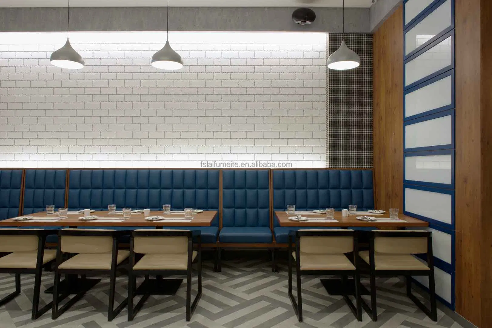 Wholesale Fast Food Coffee Shop Pizza Booth Chair Restaurant Outdoor Bench Seat Dining Table and Chair Set for Restaurant