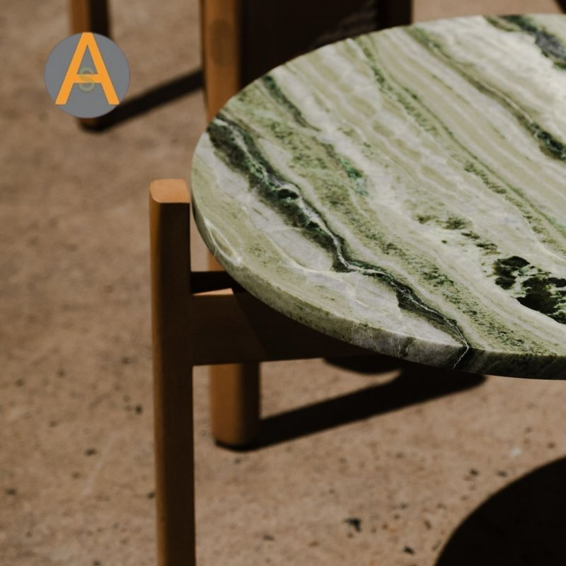 Modern Wholesale Home Furniture Marble Side Table with Brushed Gold Metal Base for Modern Hotel Villa