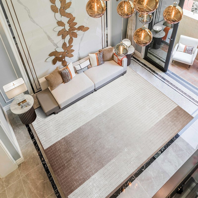Grid Gradient Floor Carpet Living Room Rugs