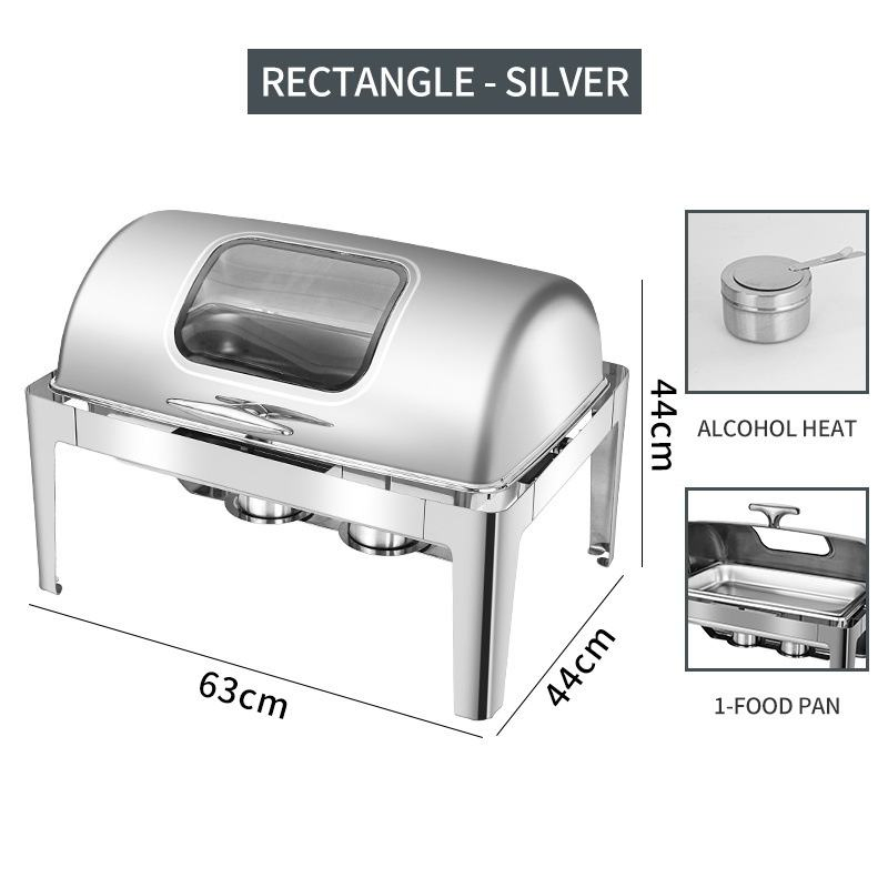 Gold-Plated Stainless Steel Breakfast Furnace for Hotel Restaurant Party Flip Buffet Chafing Dish Tableware