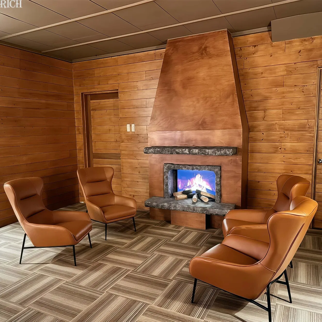 Luxury Lazy Upholstered Lounge Armchair Living Room PU Leather Leisure Accent Chair