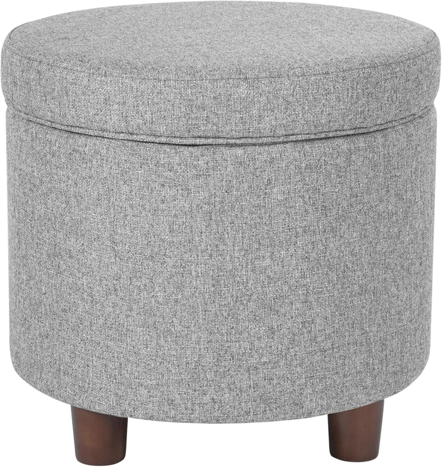 Upholstered Round Storage Ottoman for Living Room &amp; Bedroom, Light Gray