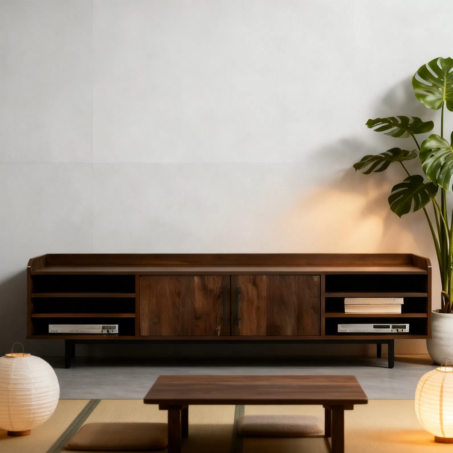 Modern Multi-Storage TV Stand with Adjustable Shelves and Cabinets